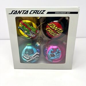 Santa Cruz Skateboards Christmas Glass Ornament Set (4 Pack) Screaming Hand 2021